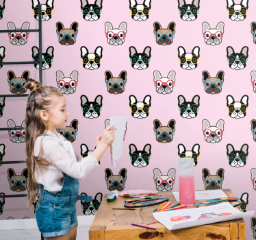 Frenchie Spectacles wallpaper of a dog - TenStickers