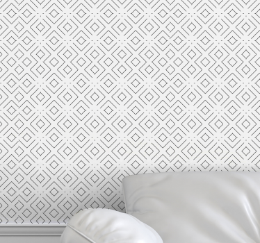 Geometric black/white Square Pattern Wallpaper - TenStickers