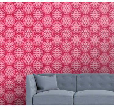Geometric Floral Motif a pink wallpaper - TenStickers