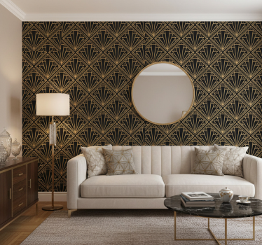 Golden and black deco squared wallpaper patterns - TenStickers