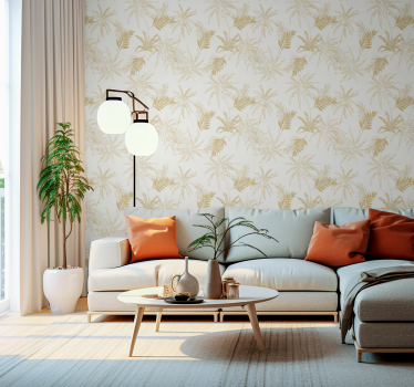 Golden tropical leaves wall wallpaper - TenStickers