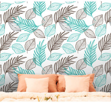Green leaves  leaves wallpaper - TenStickers