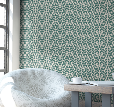 Green Wallpaper ethnic floral pattern - TenStickers