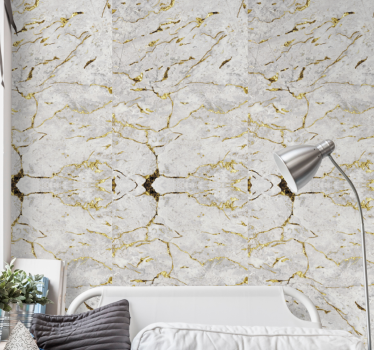 Grey and golden motif wallpaper marble - TenStickers