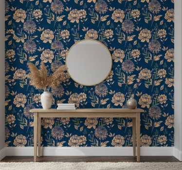 Hallway wallpaper in navy elegant pattern - TenStickers