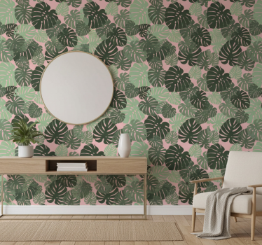 Hallway wallpaper tropical monstera design - TenStickers