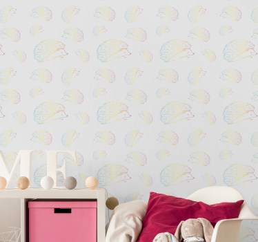 Hedgehog Pattern cute animal wallpaper - TenStickers