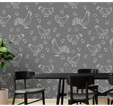 Hen Motif Pattern cute animal wallpaper - TenStickers