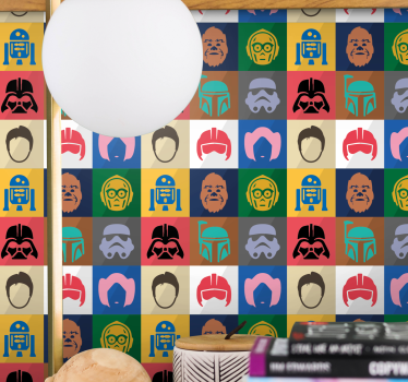 Iconic Character Grid art deco wallpaper - TenStickers