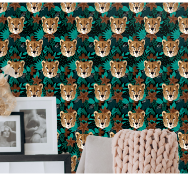 Jungle Cheetah Pattern cute animal wallpaper - TenStickers