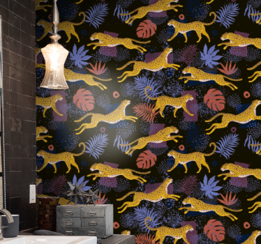 Jungle Fauna Mosaic cute animal wallpaper - TenStickers