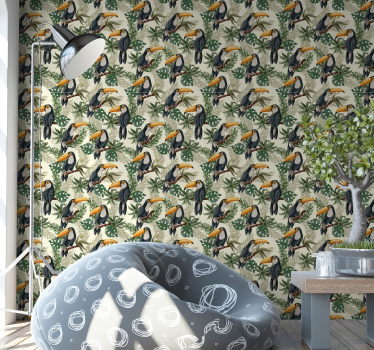 Jungle Toucan Wallpaper - TenStickers