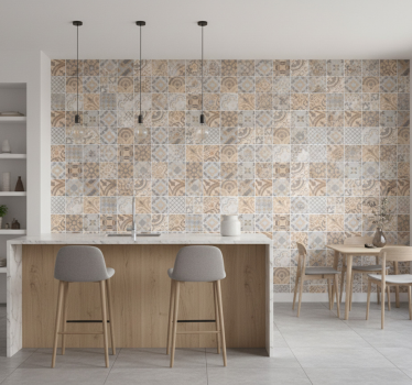Kitchen wallpaper cement orange - TenStickers