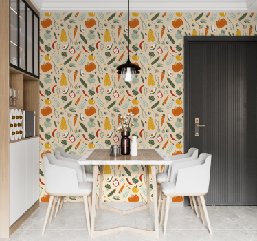 Kitchen wallpaper different food - TenStickers