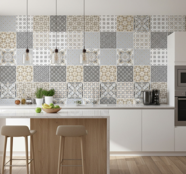 Kitchen wallpaper moroccan tile design effect - TenStickers