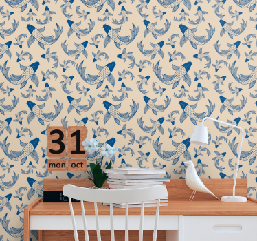 Koi Fish Pattern cute animal wallpaper - TenStickers