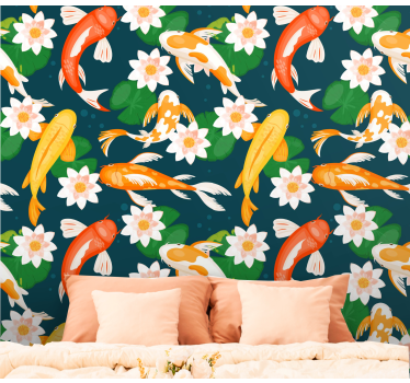Koi Pond Flora fishes wallpaper - TenStickers