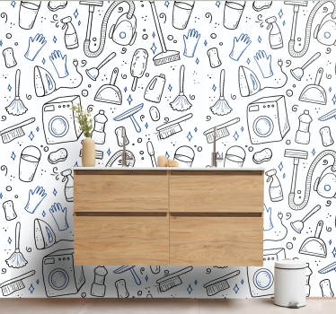 Laundry two-toned icons Kitchen Wallpaper - TenStickers