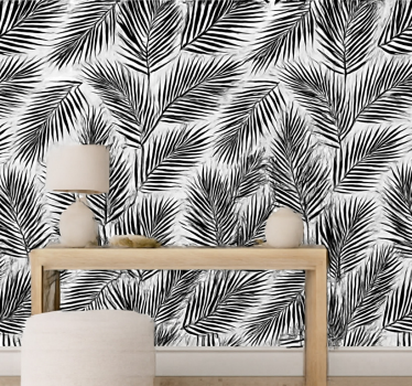 Leaves wallpaper black palm silhouettes - TenStickers