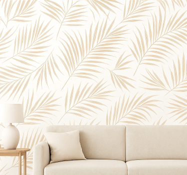 Leaves wallpaper tan palm drawing - TenStickers