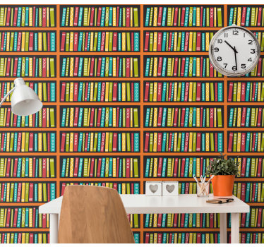 Library Bookshelf text wallpaper - TenStickers
