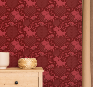 Lion Motif Design cute animal wallpaper - TenStickers