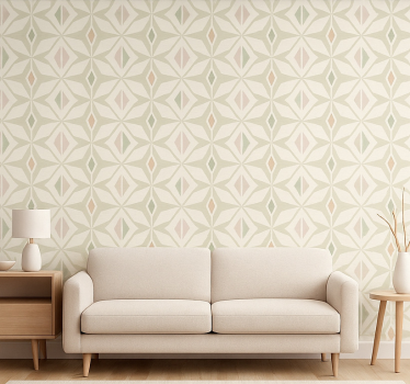 Living room wallpaper colorful geometric design - TenStickers
