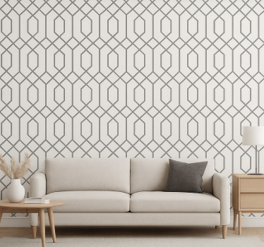 Living room wallpaper in grey geometric design - TenStickers