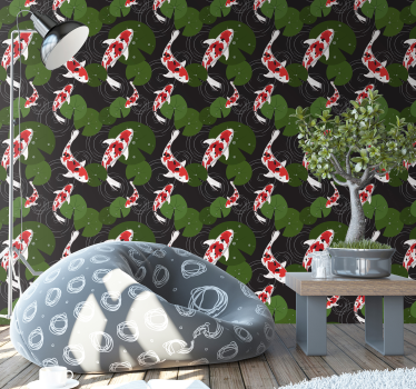 Living Room Wallpaper oriental carps - TenStickers
