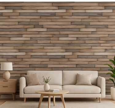 Living room wallpaper rustic 3d wood design - TenStickers
