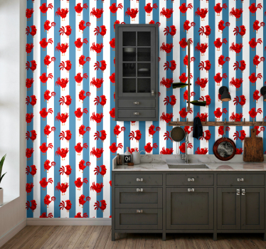 Lobster Stripe Pattern cute animal wallpaper - TenStickers