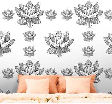 Lotus Blossom Pattern flowers wallpaper - TenStickers