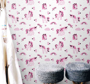 Magical Unicorn Motif cute animal wallpaper - TenStickers
