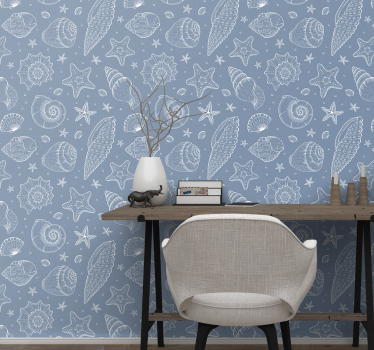 Marine life and seashells Ocean life wallpaper - TenStickers
