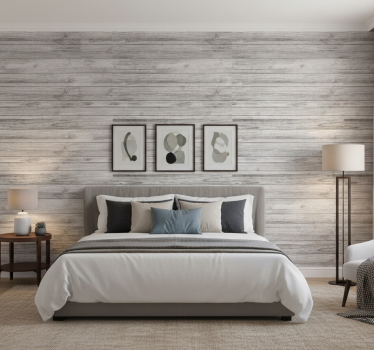 Master bedroom wallpaper gray planks - TenStickers