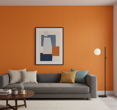 Living room wallpaper matte orange - TenStickers