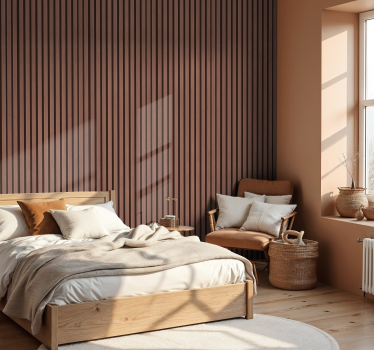 "Mocha mousse" slats vertical striped wallpaper - TenStickers