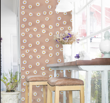 Modern Daisy Pattern Nature Wallpaper - TenStickers