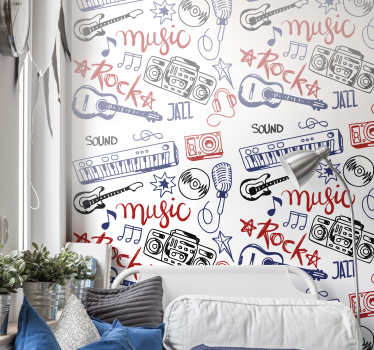 Music Elements text wallpaper - TenStickers