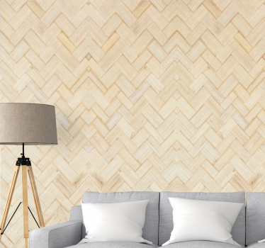 Wood feature wallpaper herringbone pattern design - TenStickers