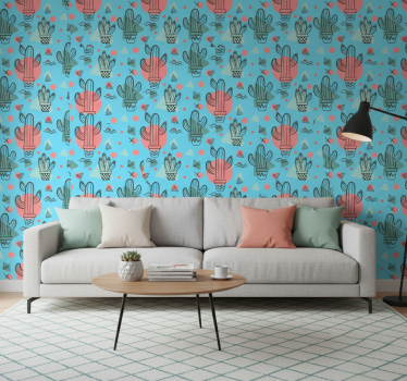 Nature wallpaper cactus pattern - TenStickers