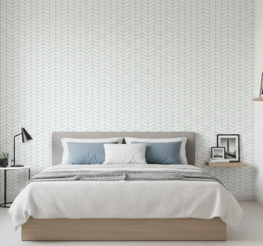 Nordic wallpaper blue zigzag lines on white background - TenStickers