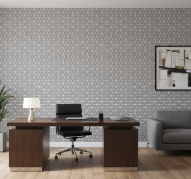Office wallpaper gray and white hexagon design - TenStickers
