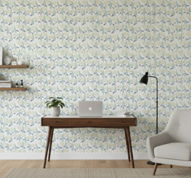 Office wallpaper with pastel plant pattern - TenStickers