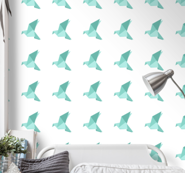 Wallpaper childrens room origami bird design - TenStickers