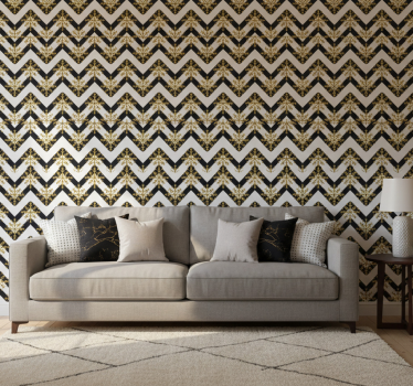 Ornamental wallpaper chevron floral design - TenStickers