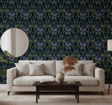 Ornamental wallpaper colorful folk design - TenStickers