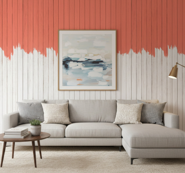 Wood feature wallpaper in living coral design - TenStickers