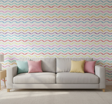 Ornamental wallpaper in vibrant wave design - TenStickers