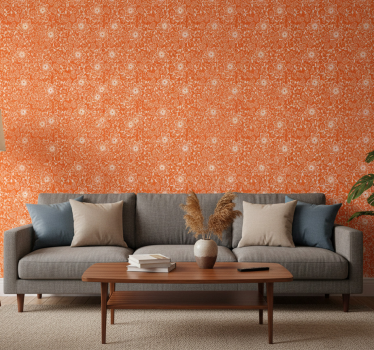Flowers wallpaper paisley orange design - TenStickers
